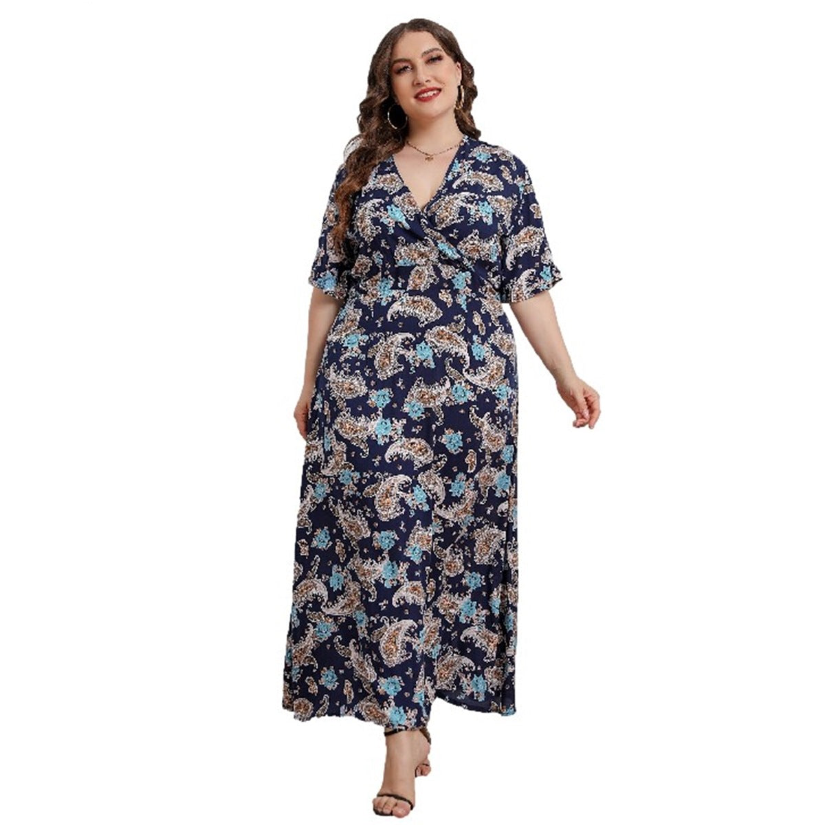 Abstract Printed Short Sleeve Dress