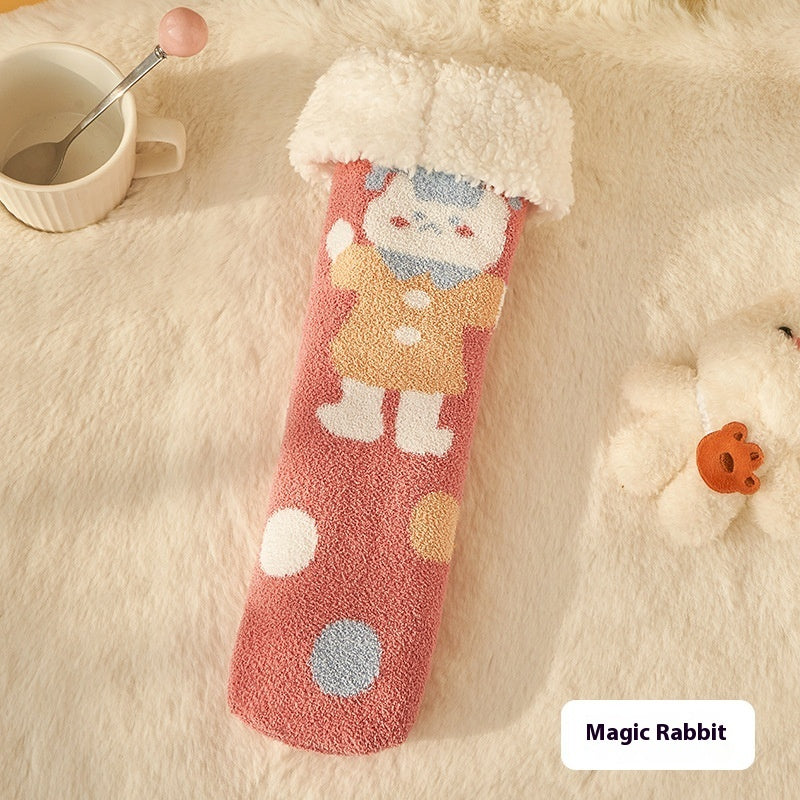 Fleece Tube Socks With Cute Characters