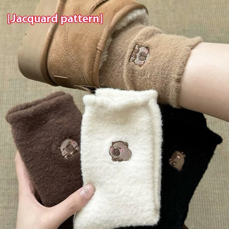Autumn And Winter Tube Socks with Animal Embroidered Design