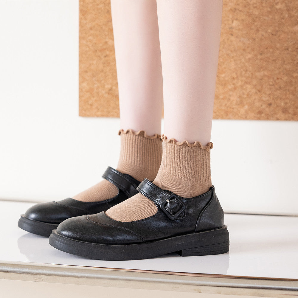 Spring And Autumn Wooden Ear Solid Color Socks