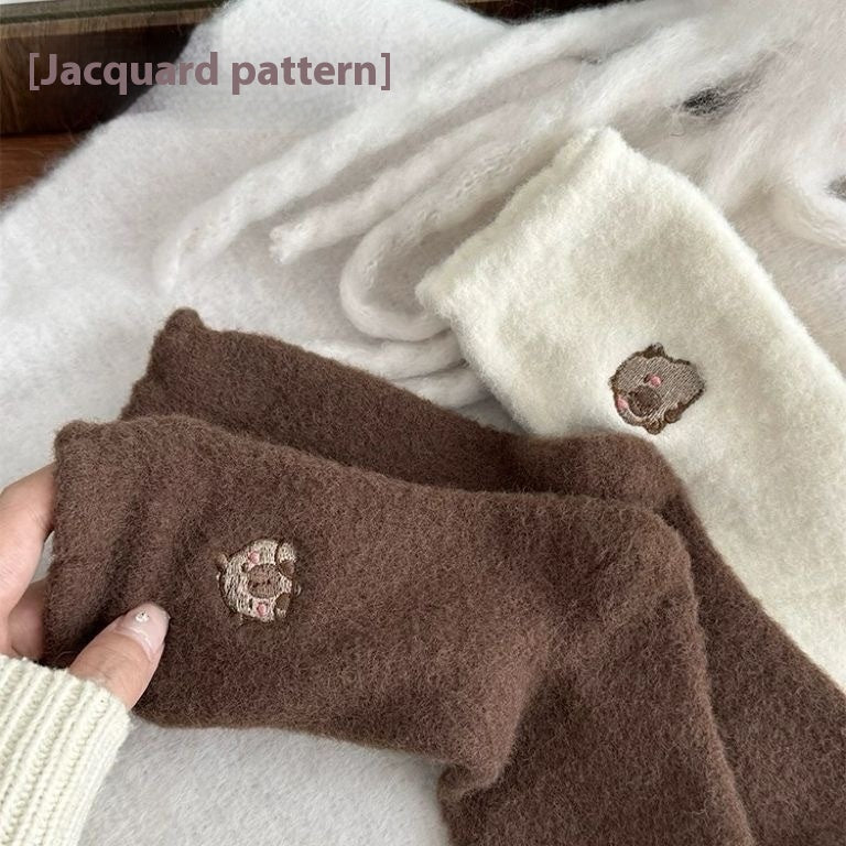 Autumn And Winter Tube Socks with Animal Embroidered Design