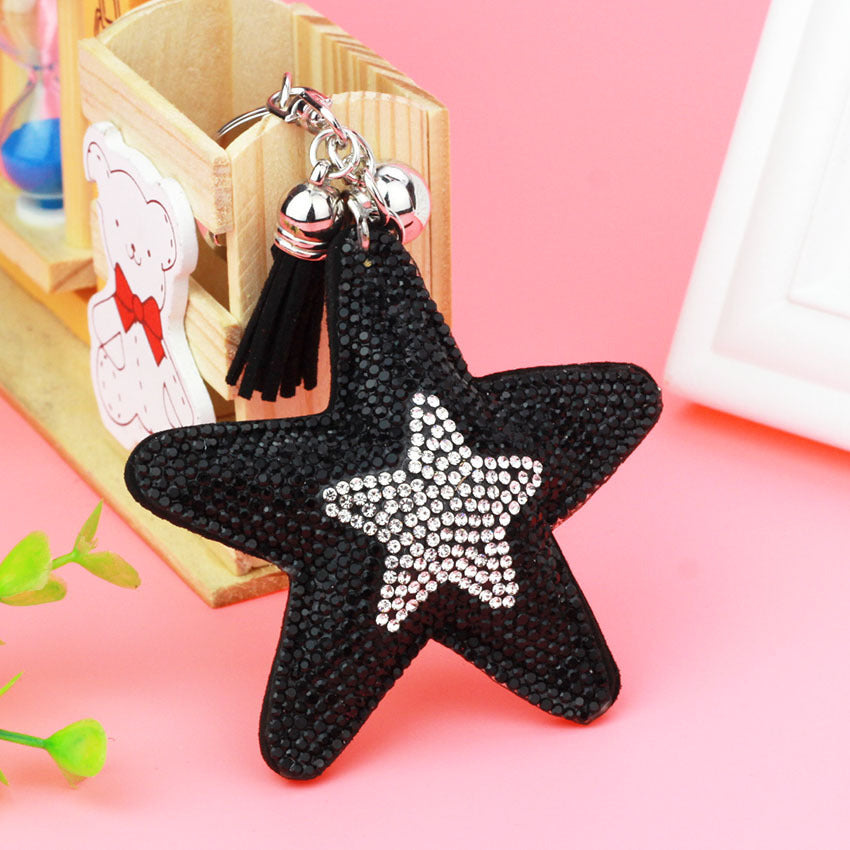 Creative Pentagram Tassel Crystal Keychain