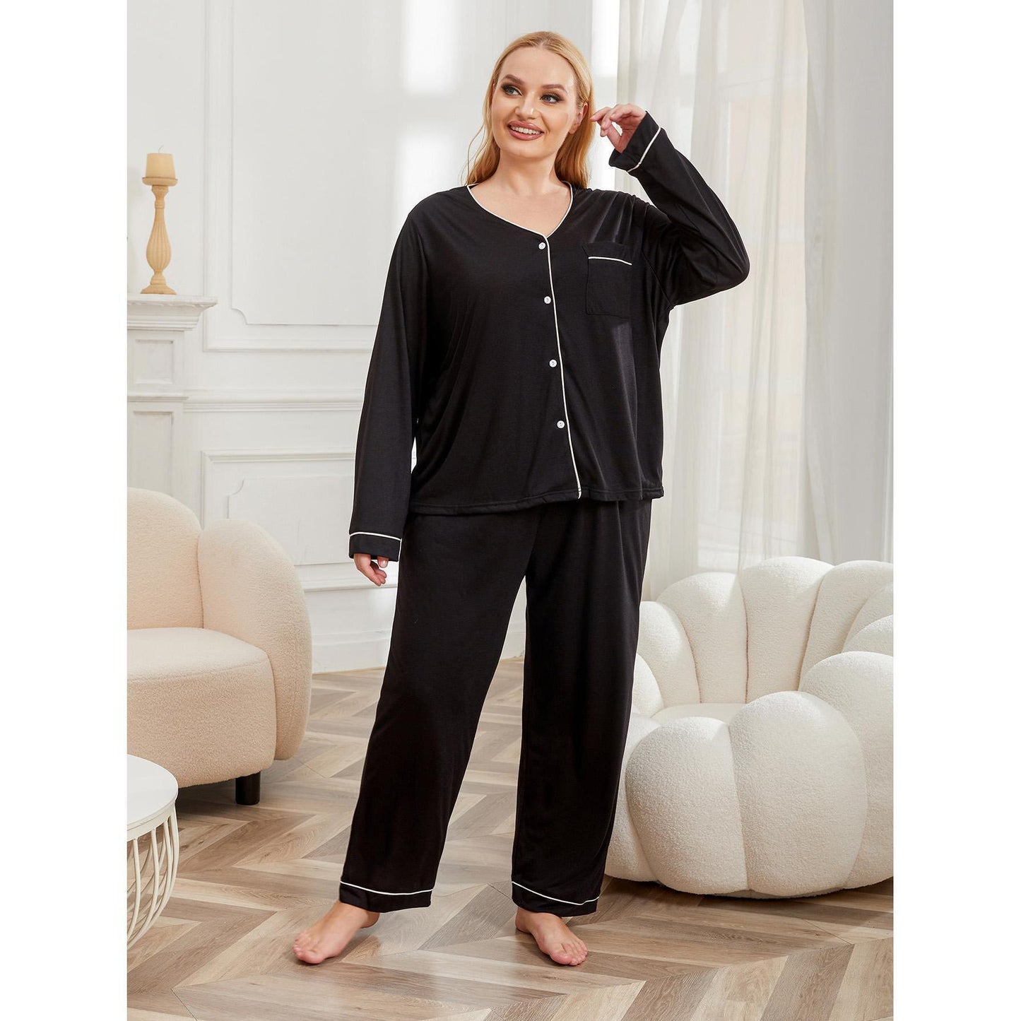 Plus Size Pajamas Women's Long-sleeved Homewear Suit