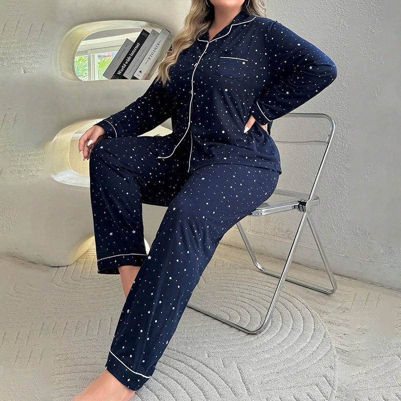 Long Sleeve Trousers Casual Red Cardigan Plaid Pajamas