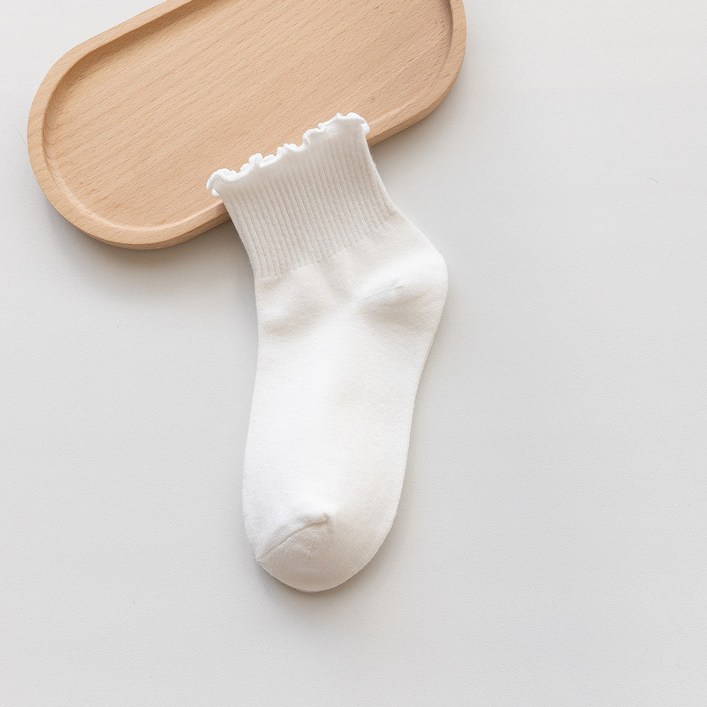 Spring And Autumn Wooden Ear Solid Color Socks