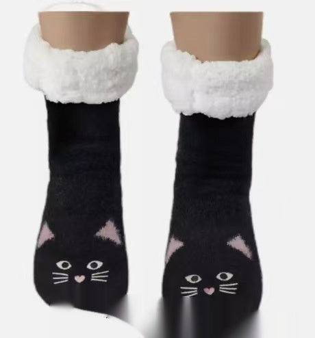 Fleece-lined Room Socks with Mink-like Fur