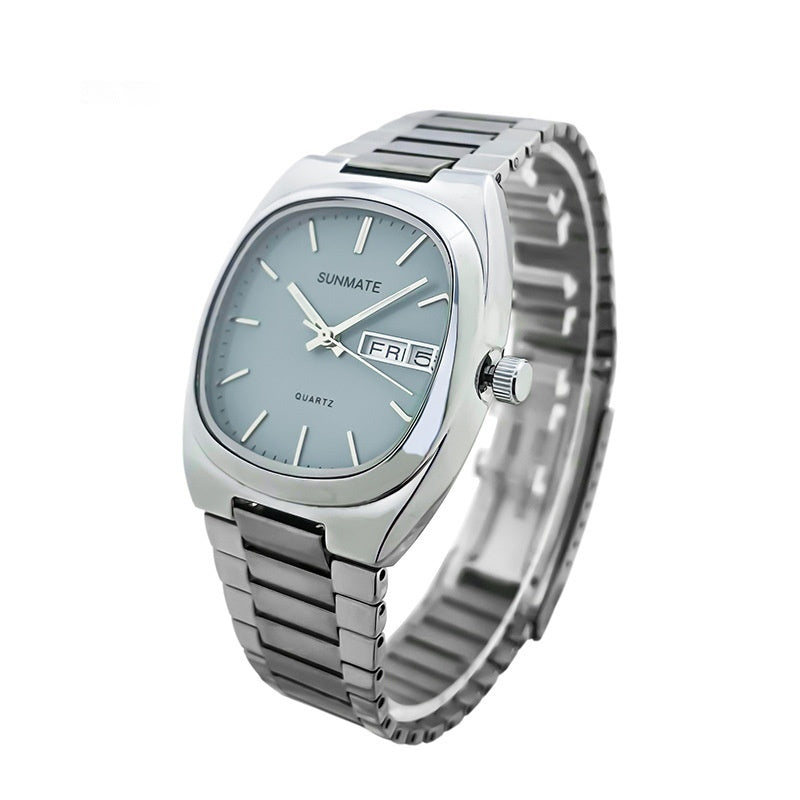 Simple Square White Shell Steel Belt Quartz Watch