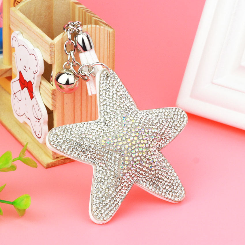 Creative Pentagram Tassel Crystal Keychain