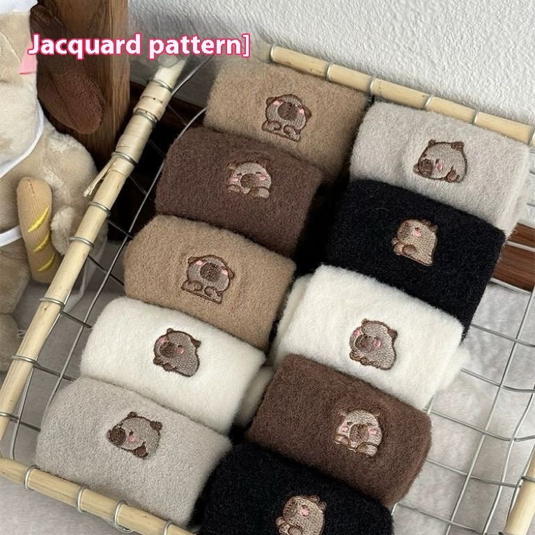 Autumn And Winter Tube Socks with Animal Embroidered Design