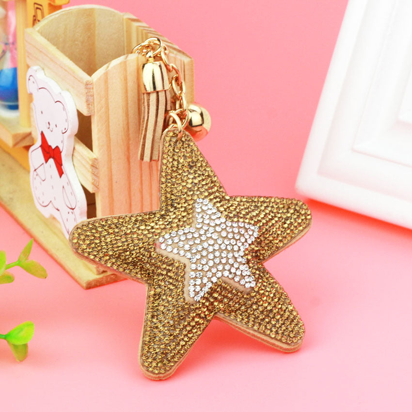 Creative Pentagram Tassel Crystal Keychain