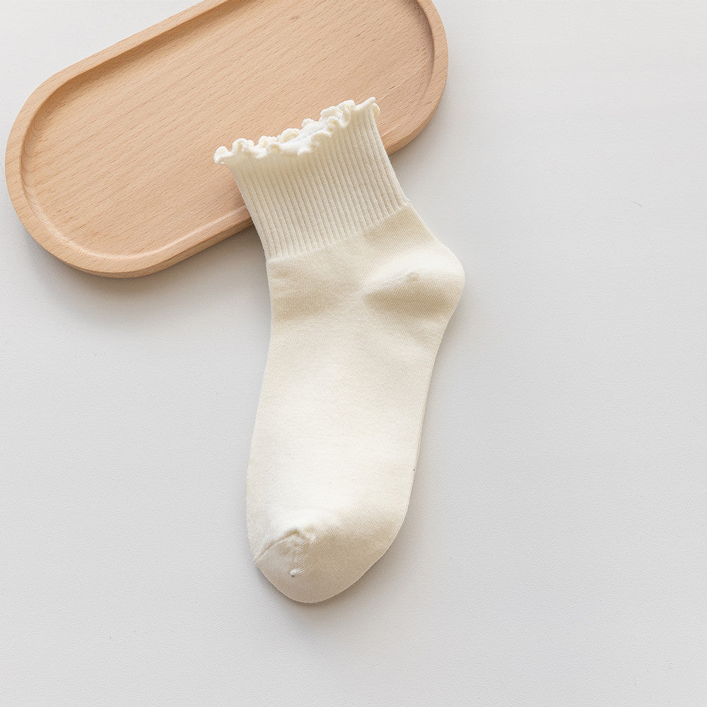 Spring And Autumn Wooden Ear Solid Color Socks