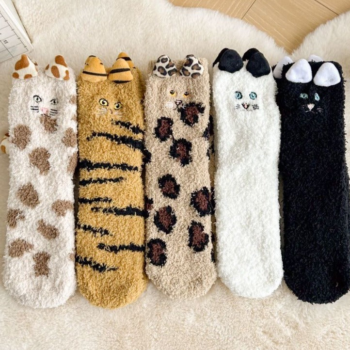 Mid-calf Three-dimensional Cartoon Coral Fleece Socks