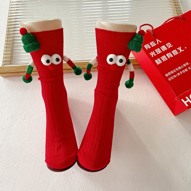Cute Solid Color Cartoon Christmas Middle-tube Socks