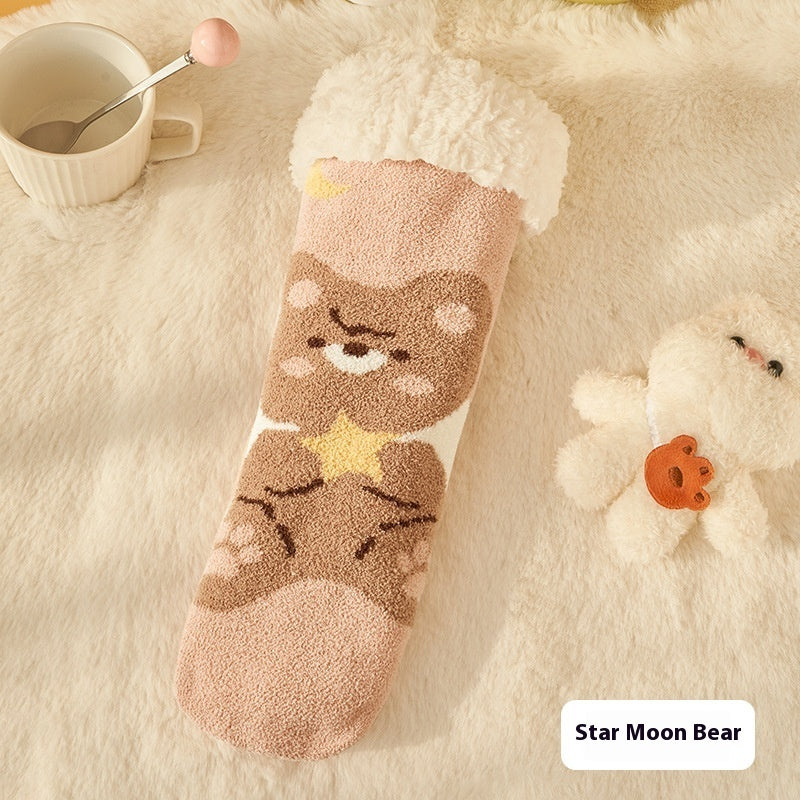 Fleece Tube Socks With Cute Characters