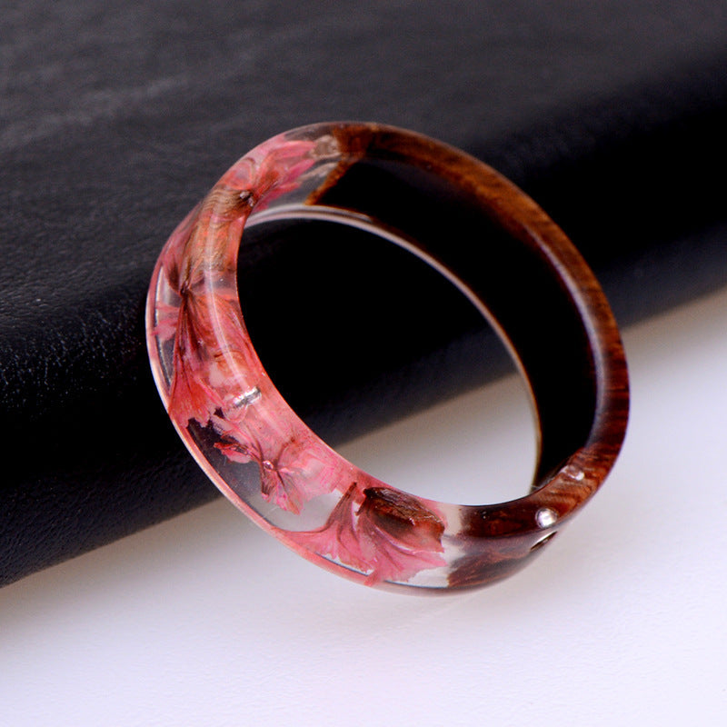 Creative Transparent Plant Resin Wood Ring