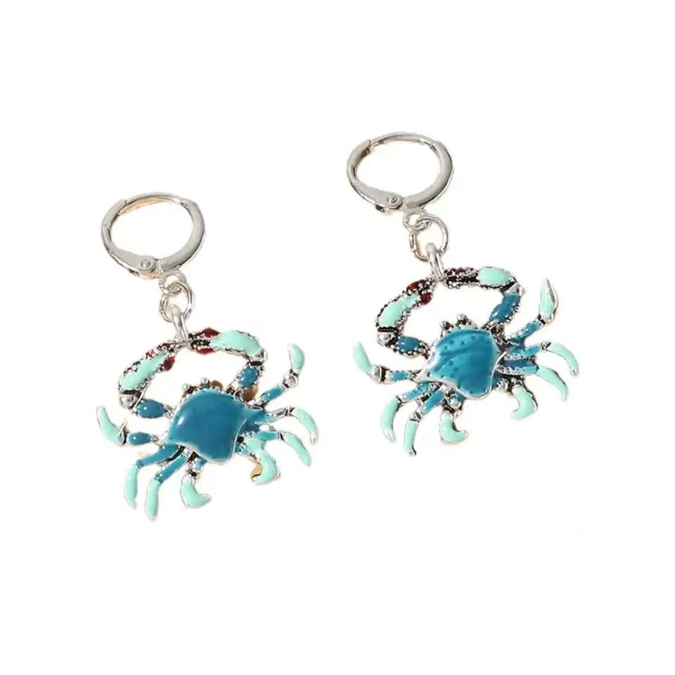 Dangle Glossy Crab-Shape Earrings