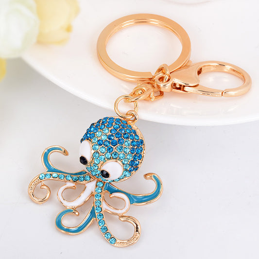 Octopus Personality Rhinestone Keychain