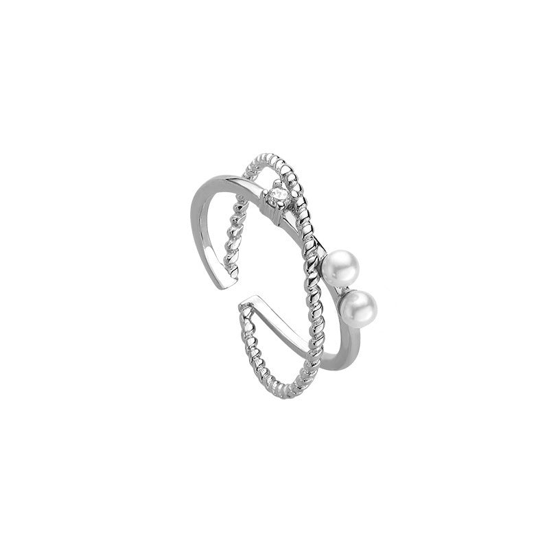 Sterling Silver Sweet Diamond Cross Design Ring