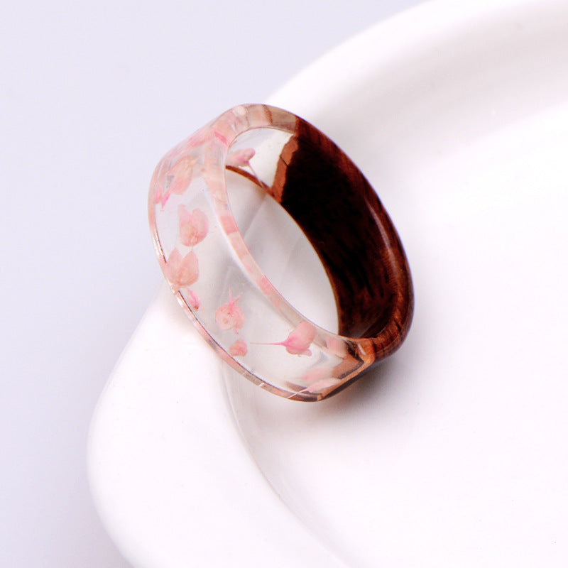 Creative Transparent Plant Resin Wood Ring