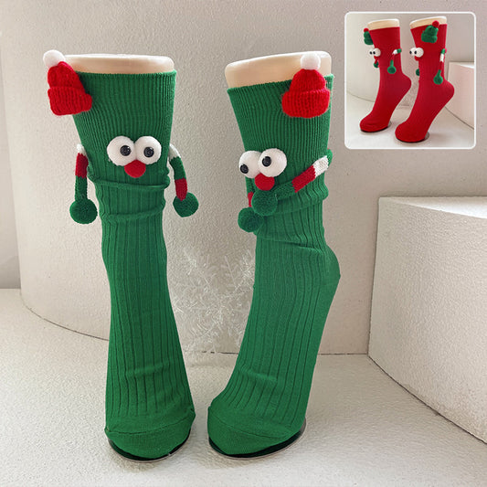 Cute Solid Color Cartoon Christmas Middle-tube Socks