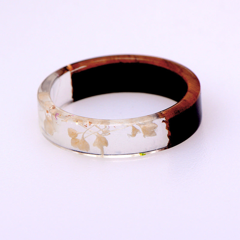 Creative Transparent Plant Resin Wood Ring