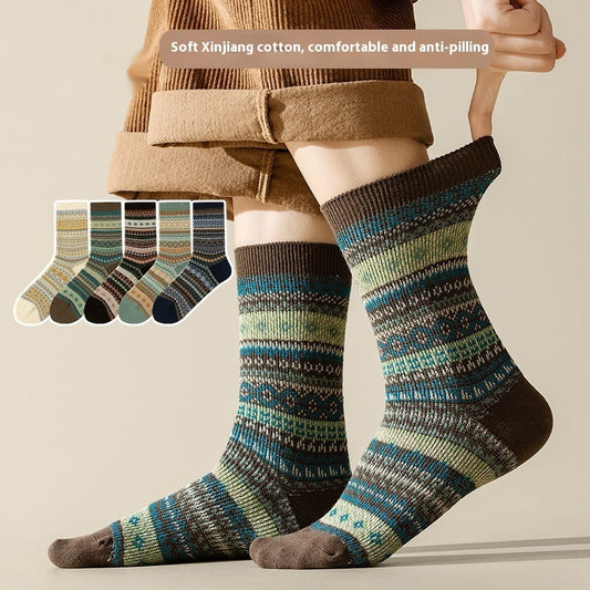 Retro Ethnic Style Rhombus Mid-calf Socks