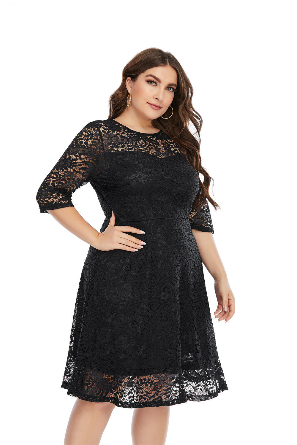 Mid-length Lace-Layered Dress