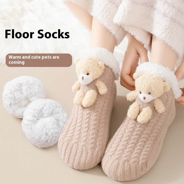 Women's Thick Socks Winter Fleece Lined Padded Warm Keeping Lambswool