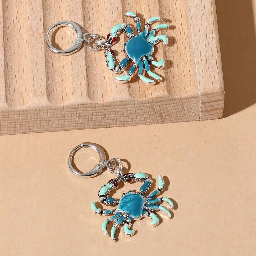 Dangle Glossy Crab-Shape Earrings