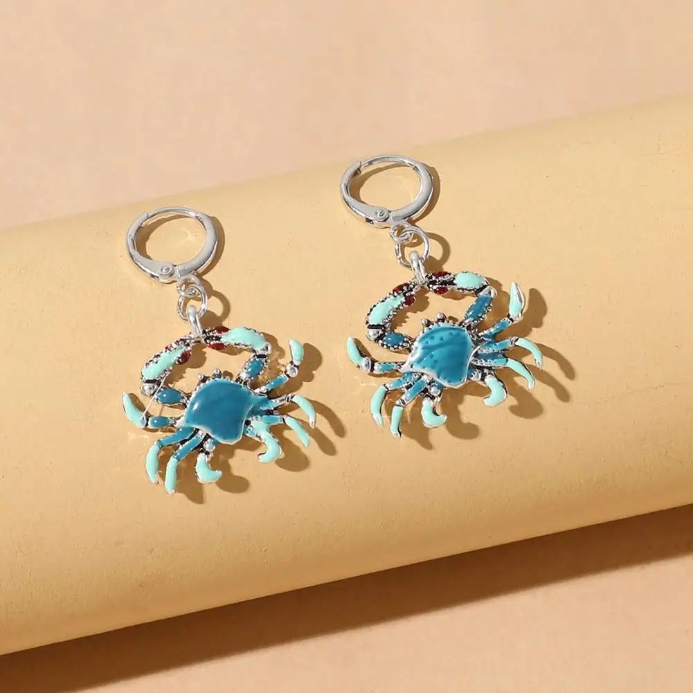 Dangle Glossy Crab-Shape Earrings