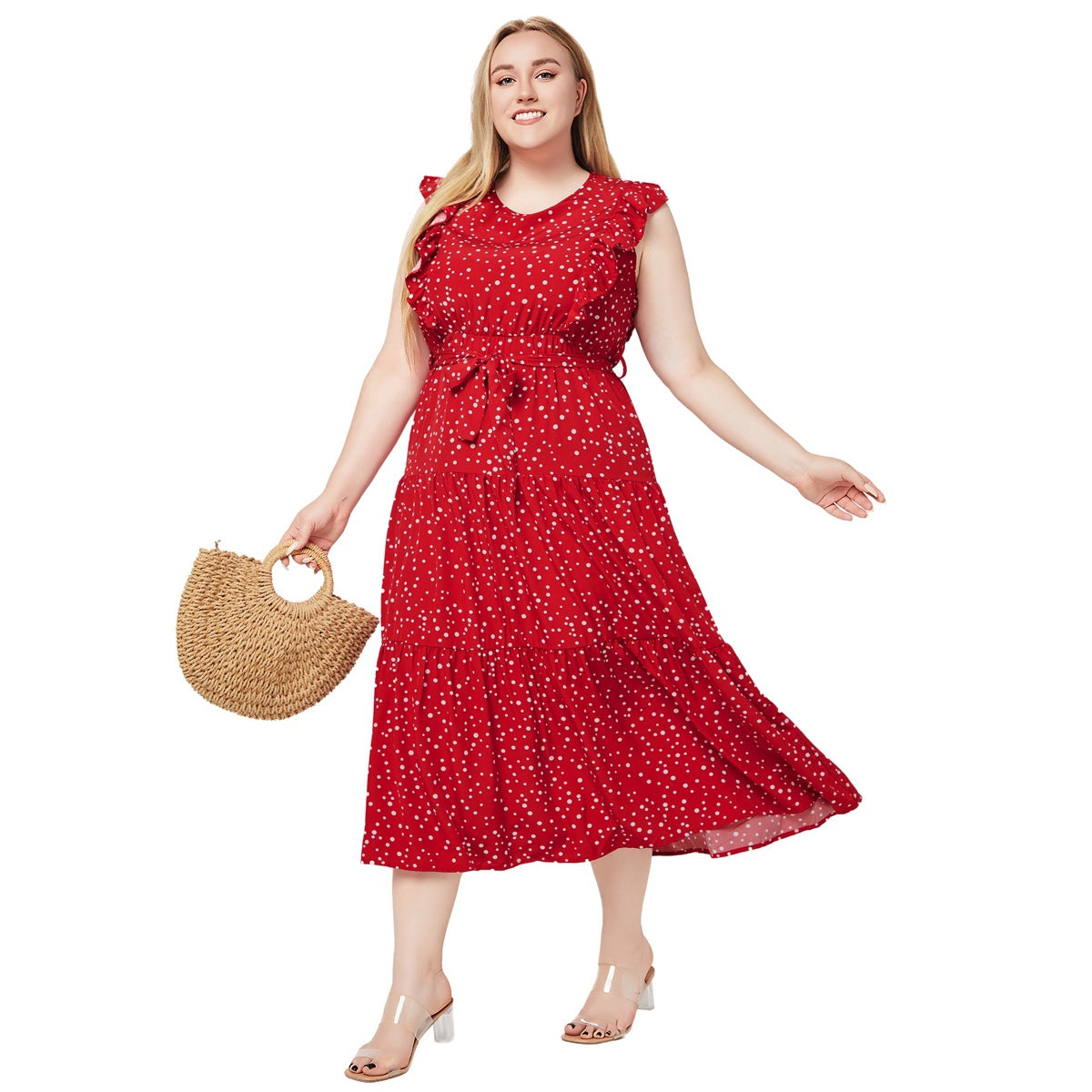 Women's Sleeveless Polka Dot Temperament Dress