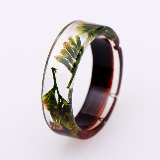 Creative Transparent Plant Resin Wood Ring