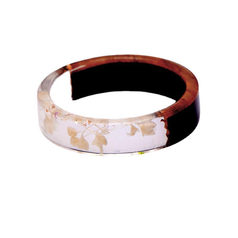 Creative Transparent Plant Resin Wood Ring