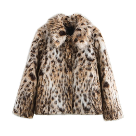 Winter Fake Fur Leopard Coat