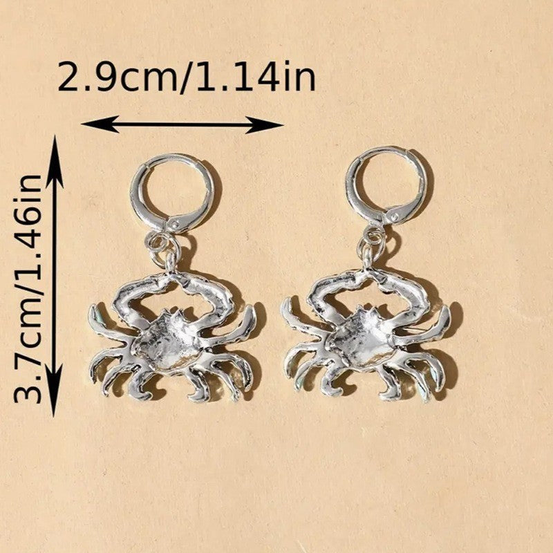 Dangle Glossy Crab-Shape Earrings