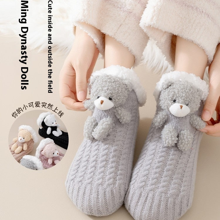 Women's Thick Socks Winter Fleece Lined Padded Warm Keeping Lambswool