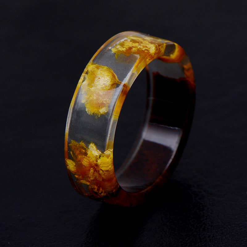 Creative Transparent Plant Resin Wood Ring