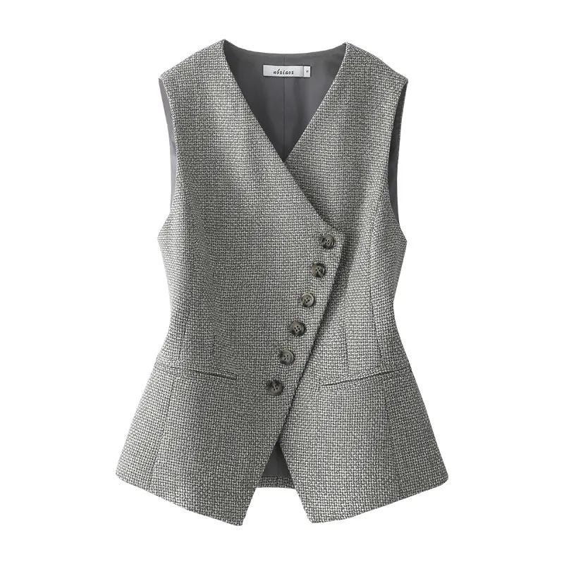 High-end Retro Grey Short Vest