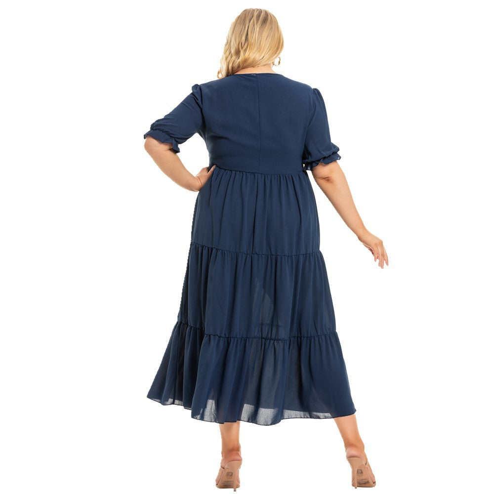 Short, Lantern Sleeve Three-Tier Dress