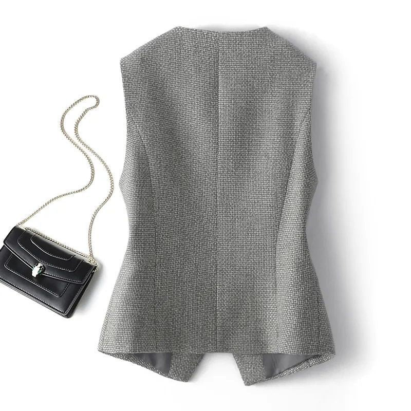 High-end Retro Grey Short Vest