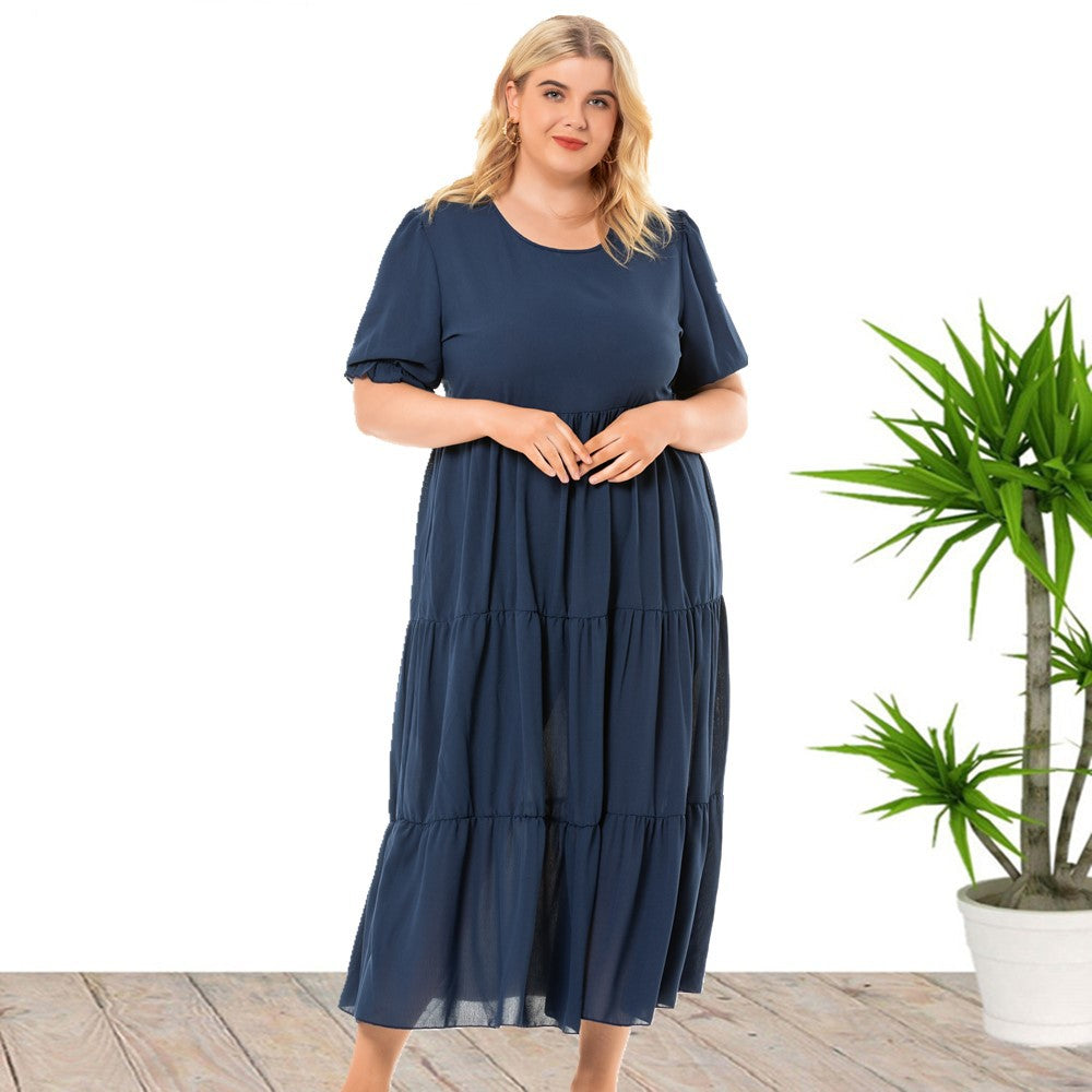 Short, Lantern Sleeve Three-Tier Dress