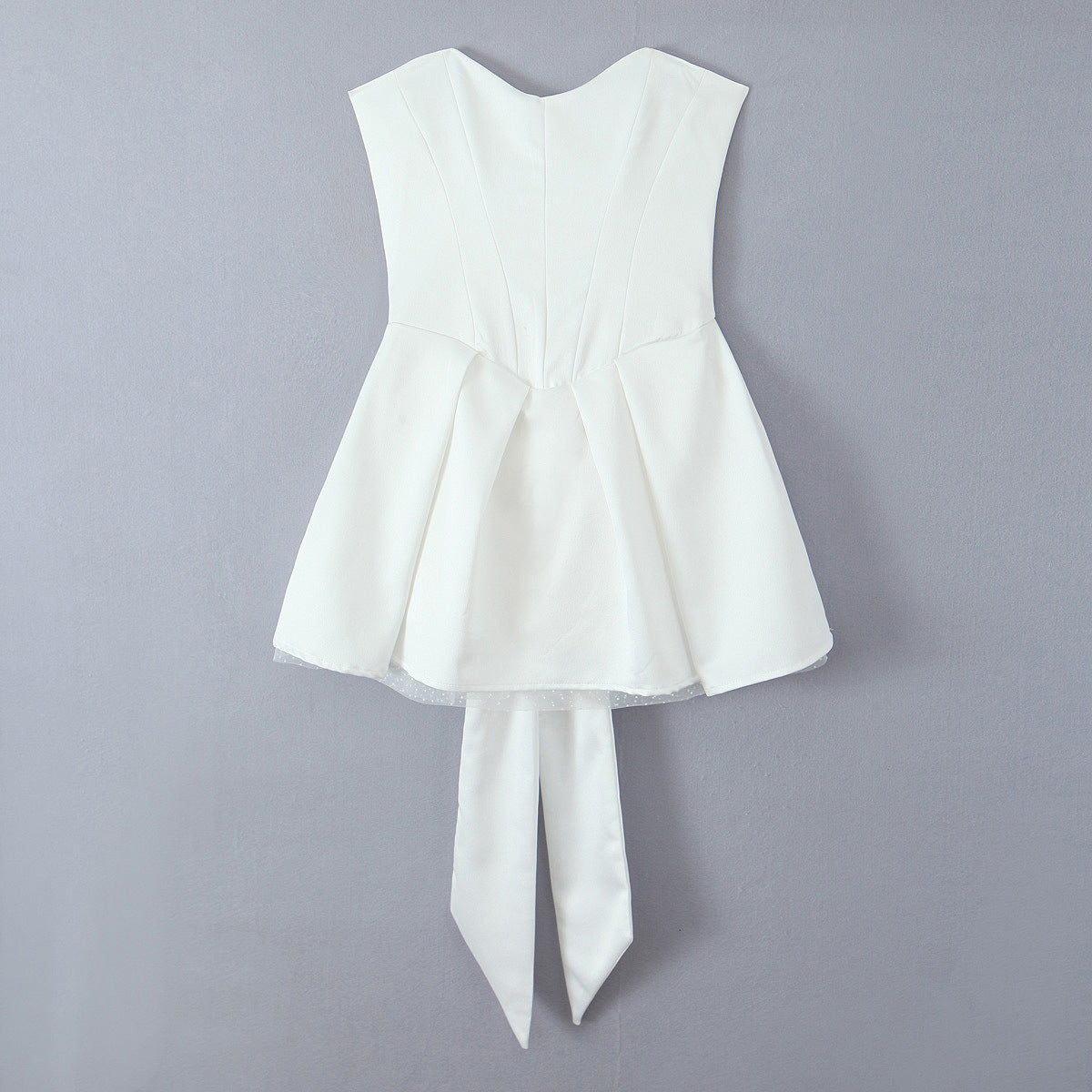 White Bow Swing Strapless Short Dress