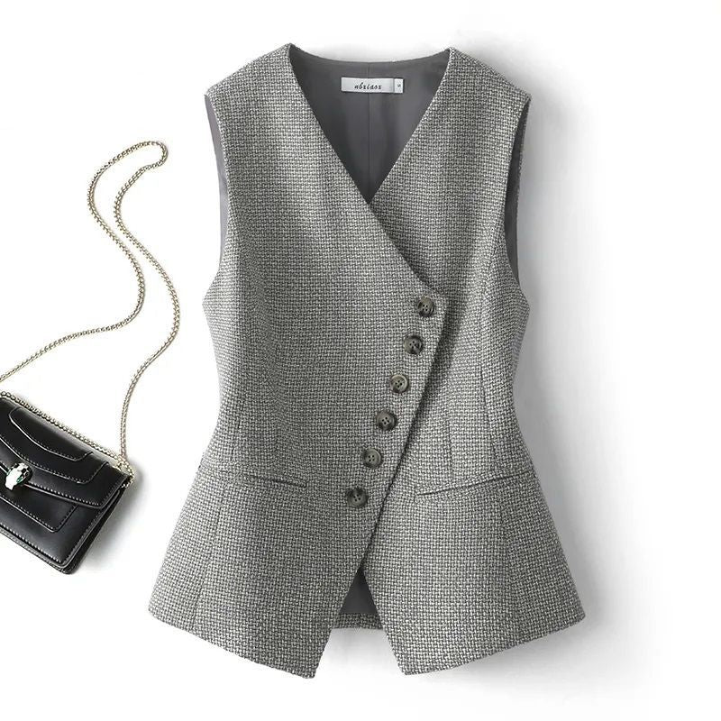 High-end Retro Grey Short Vest