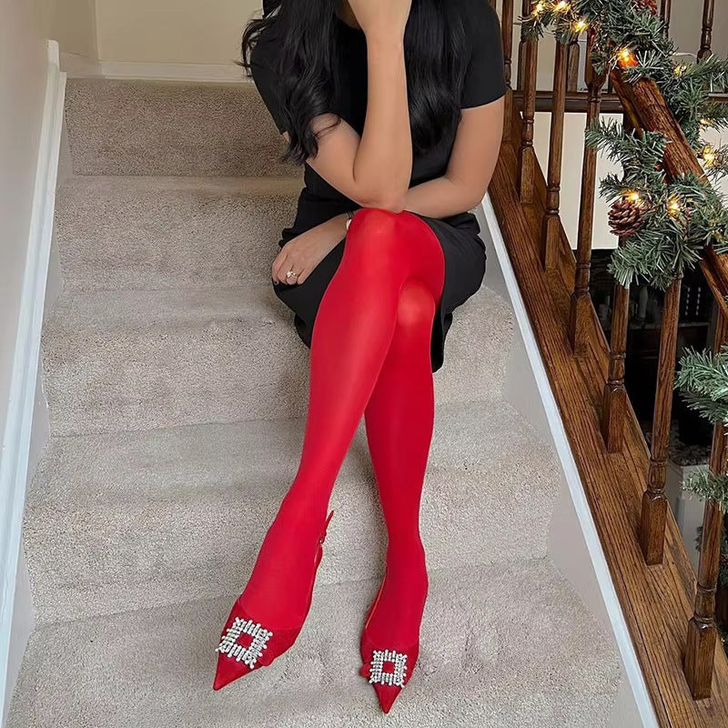 Retro Red Bottoming Pantyhose