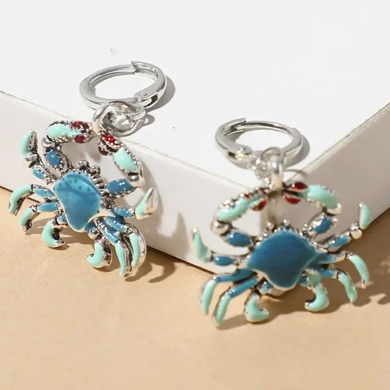 Dangle Glossy Crab-Shape Earrings