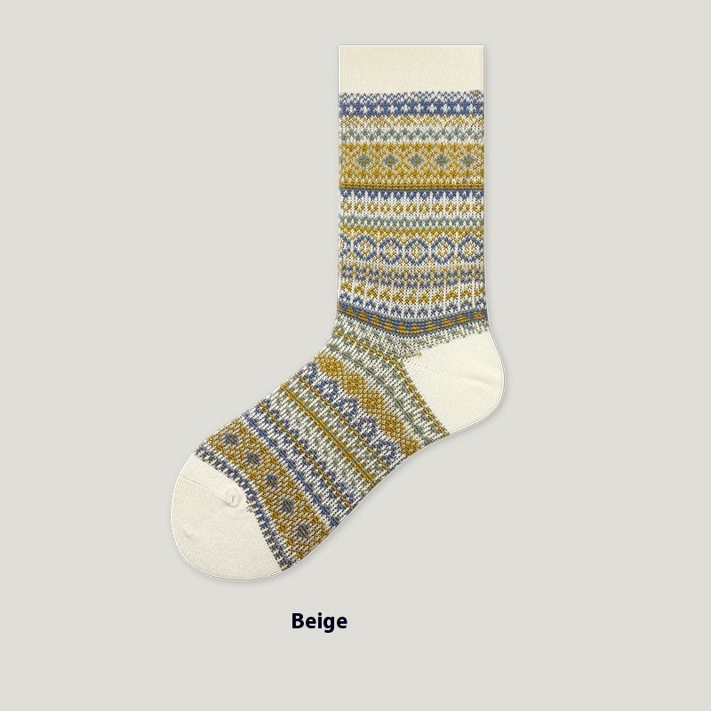 American Retro Combed Cotton Women's Mid Tube Socks