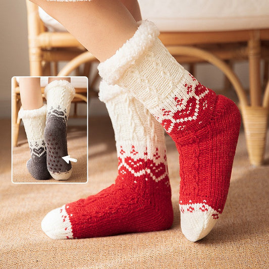 Winter Warm Non-slip Love Knitted Plush Floor Socks for Home