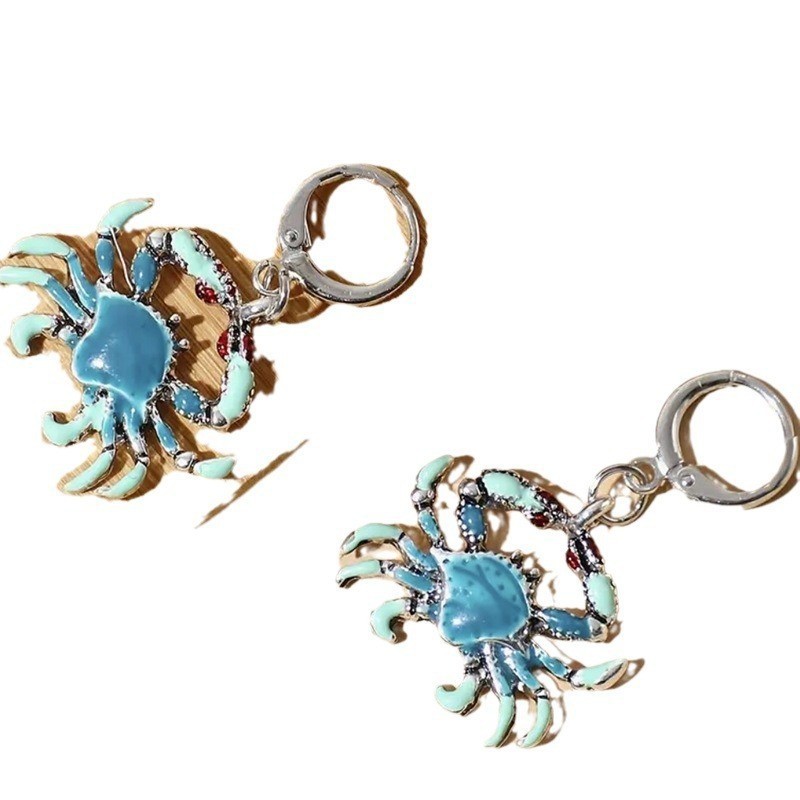 Dangle Glossy Crab-Shape Earrings